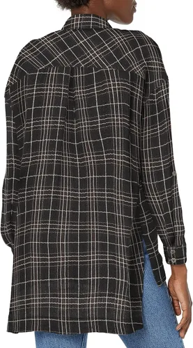 Vista 2 de LIRA ropa Hayworth de la mujer cuadros botón Up parte superior, XS S, Negro