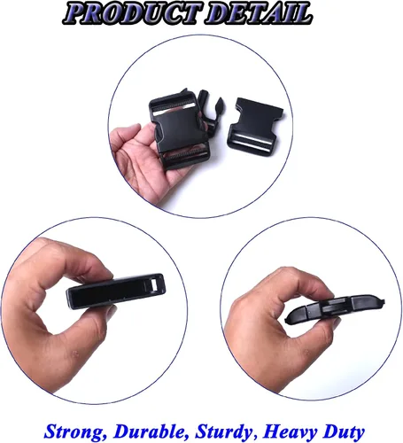 Vista 2 de Hebilla de liberación lateral, doble ajustable, sin clips de costura, hebilla de liberación rápida de repuesto para correas de nailon