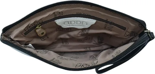 Vista 4 de Anna by Anuschka Bolso de mano pintado a mano de cuero genuino para mujer Negro mariposa