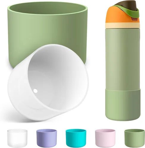 Vista 40 de 2 botas de silicona para botella de agua Owala de 24 onzas, 32 onzas, 40 onzas, funda protectora antideslizante para botellas de agua de acero