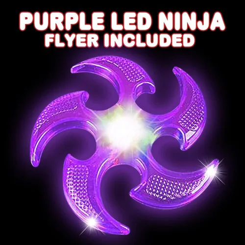 Vista 2 de ArtCreativity Juego de 2 volantes iluminados para niños, estrellas ninja voladoras para niños, juguetes voladores con pilas, divertido juguete