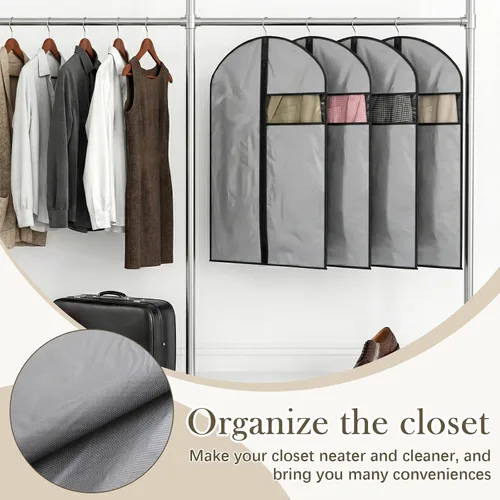 Vista 6 de Amylove 10 bolsas de traje de 24 x 40 pulgadas a granel para viajes y almacenamiento en el armario, bolsas de ropa para colgar ropa con cremallera