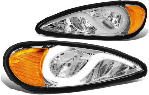 Vista 10 de DNA MOTORING LED DRL - Faro delantero para parachoques delantero, compatible con PONTIAC GRAND AM 99-05, negro/ámbar, HL-HPL-PGAM99-BK-AM