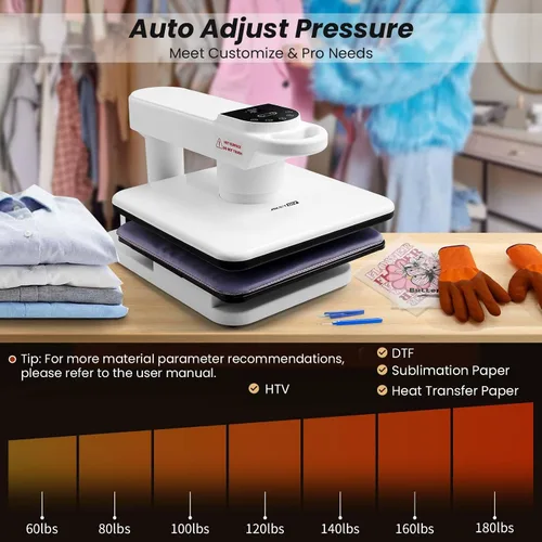 Vista 3 de AKEYDIY Prensa de calor de 15 x 15, máquina de prensa de calor automática de doble estación para camisetas, prensa digital de sublimación