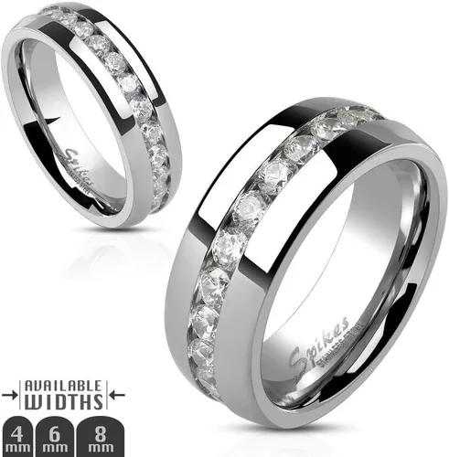 Vista 3 de His and Hers conjunto de anillos de boda de acero inoxidable y anillo de bodas infinito