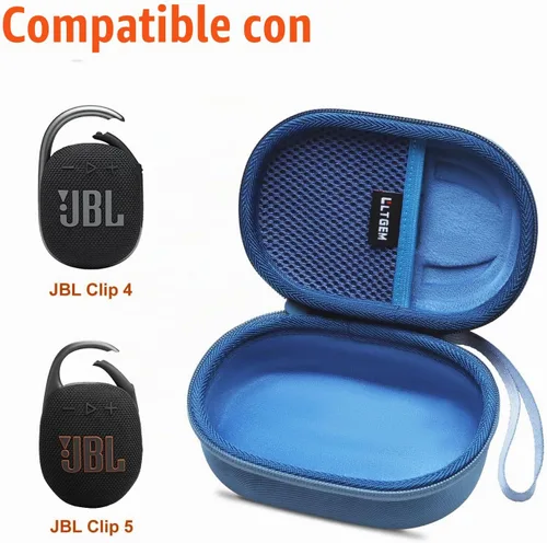 Vista 8 de LTGEM - Funda compatible con altavoz Bluetooth JBL Clip 4/5 Ultra portátil, impermeable, a prueba de polvo, color azul Estuche de viaje duro