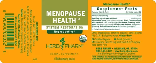 Vista 6 de Herb Pharm Salud de la menopausia: Suplemento para mujeres, Vitex Casto, bayas y cohosh negro tintura para mujeres, apoya el sistema reproductivo