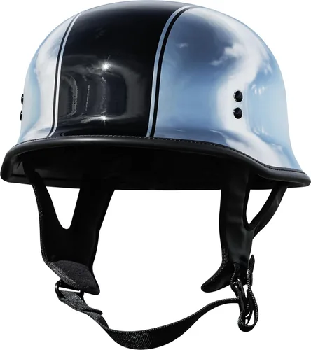 Vista 3 de Highway 21 Medio casco de 0.354 in para motocicleta, aprobado por DOT, protección de crucero ligero de perfil bajo, certificado FMVSS 218 (cromo, XS)