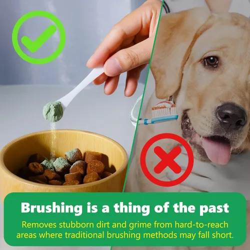 Vista 4 de Polvo de limpieza dental para perros y gatos, polvo de limpieza dental para perros y gatos, ambientador de aliento para mal aliento, removedor
