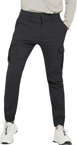 Vista 2 de PULI Pantalones cargo de senderismo para hombre, ajustados, elásticos, impermeables, con bolsillos