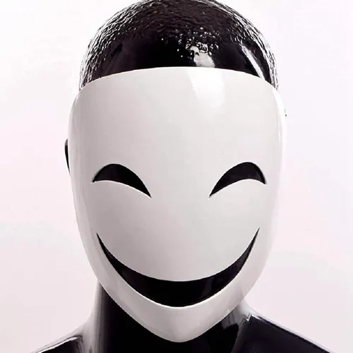Vista 4 de CAFELE Máscaras japonesas de invasión de talle alto, cosplay, francotirador, Tenkuu, Shinpan, máscaras de sonrisa blanca para Halloween, accesorios