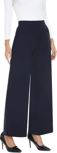 Vista 6 de MISS MOLY Pantalones palazzo de cintura alta para mujer pantalones elásticos casuales de negocios pantalones de vestir