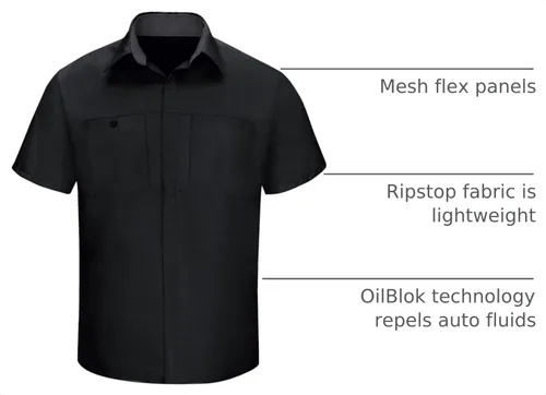 Vista 4 de Red Kap Camisa de manga corta Performance Plus para hombre con tecnología OilBlok Malla negra/carbón