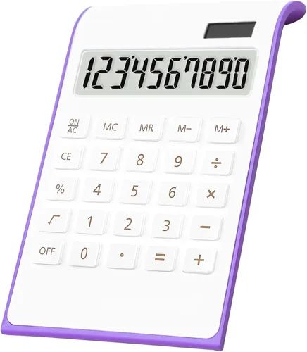 Vista 8 de Green Calculator, 10 Digits Solar Battery Basic, Dual Powered Desktop Calculator, Tilted LCD Display, Inclined Design Slim