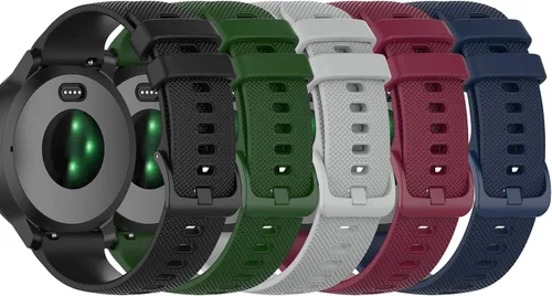 Vista 8 de Correa deportiva de repuesto de silicona compatible con Garmin Venu Sq 2 Music/Venu 2 Plus/Venu Sq Music, Vivomove 6 5 3 Music, Vivomove Luxe, Negro