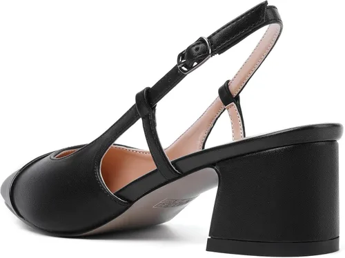 Vista 5 de Eldof Zapatos de tacón de bloque para mujer, tacones cuadrados con correa ajustable, zapatos de vestir de tacón bajo para mujer, boda, fiesta