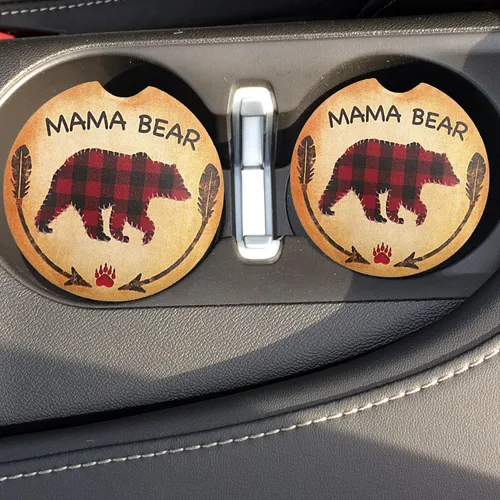 Vista 2 de Needzo Mama Bear - Posavasos para bebida, bonitos y absorbentes para mamá, juego de 2 posavasos para mamá