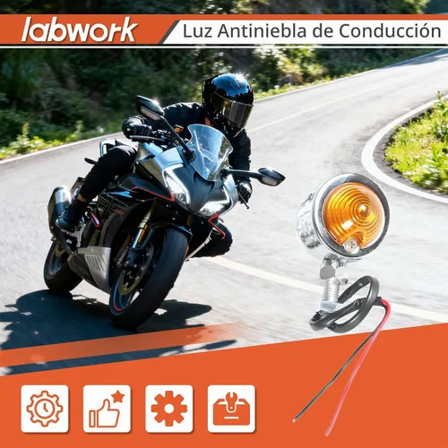 Vista 2 de labwork Barra de luz antiniebla direccional para motocicleta con soporte y señal de giro Cromo