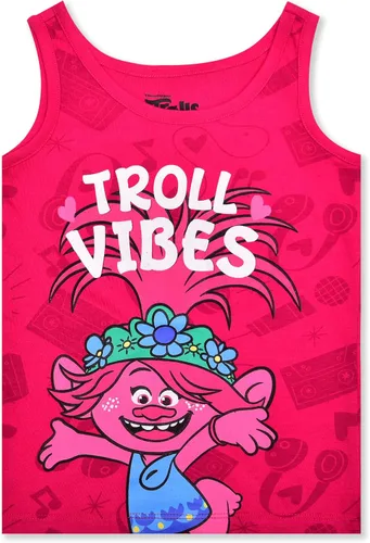 Vista 2 de UNIVERSAL Trolls Poppy Girls - Paquete de 3 camisetas sin mangas para niños pequeños y grandes, color rosaazul