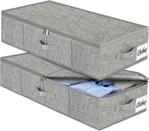 Vista 16 de Contenedores de Almacenamiento Debajo de la Cama Paquete de 2, 4.5 Pulgadas de Perfil Bajo y Delgado, Organizador de Almacenamiento de Ropa Debajo