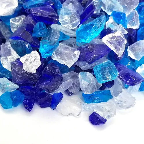 Vista 3 de Clear & Blue Blend - Decoración multiusos de primera calidad y cristal de fuego de 2 libras de 1/4 a 1/2 pulgadas, para uso en características