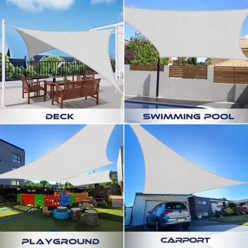 Vista 2 de Windscreen4less - Toldo de terileno impermeable con bloqueador UV, rectangular, 9.17 oz/m², Gris claro