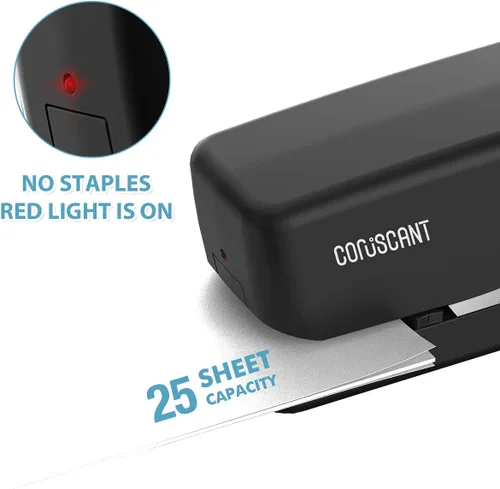Vista 3 de Coruscant Engrapadora eléctrica, engrapadora automática, resistente, 25 hojas, almacena 210 grapas, incluye 2000 grapas y 1 removedor de grapas