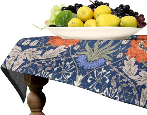 Vista 123 de Mantel Floral Retro de Pájaros, Diseño Original Bohemio William Morris Estampado Cubierta de Mesa para Hogar Picnic Fiesta Comedor Cocina William