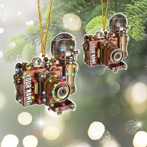 Vista 20 de Adorno personalizado para cámara, adornos de cámara personalizados para árbol de Navidad, cámara de película, adorno de Navidad, adorno