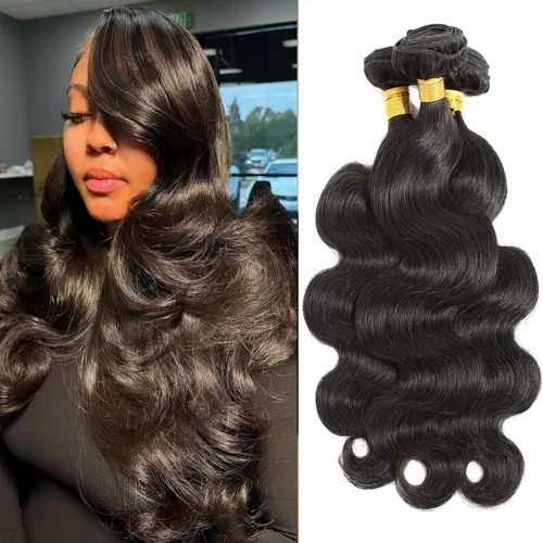 Vista 18 de CSCHS Manojos de cabello humano 12A de 22, 24, 26 pulgadas, mechones de cabello humano ondulado 100% sin procesar, extensiones de cabello virgen