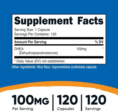 Vista 2 de Nutricost DHEA 100 mg, 120 Cápsulas - Sin Gluten, Sin Soja, Sin OGM, Suplemento