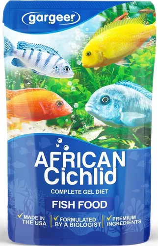 Vista 12 de Gargeer Alimento de pescado cíclido africano de 3 onzas para criadores avanzados. Dieta completa de gel cíclidos africanos para jóvenes y adultos.