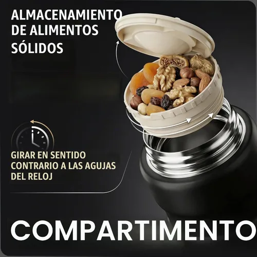 Vista 6 de Earth&ME Termo de acero inoxidable para alimentos calientes de 17 onzas con cuchara plegable, recipiente de alimentos aislado al vacío, termo