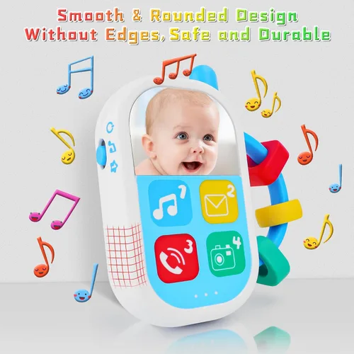 Vista 4 de Juguetes sensoriales para bebés – 5 piezas de sonajero para bebé, juguetes de dentición con música, juguetes Montessori para bebés recién nacidos