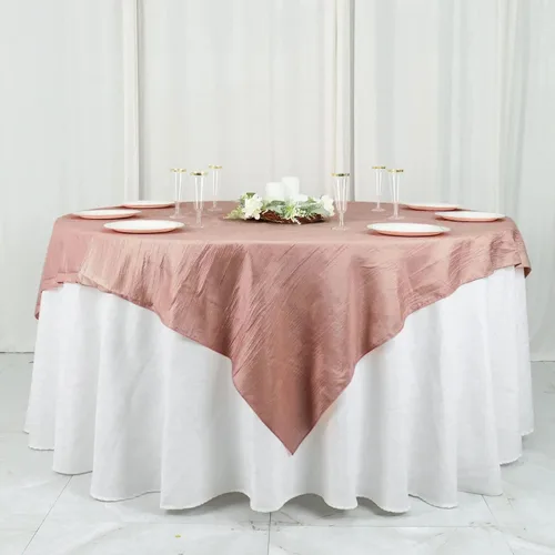 Vista 20 de Tableclothsfactory Mantel cuadrado de tafetán arrugado de acordeón beige de 72 x 72 pulgadas