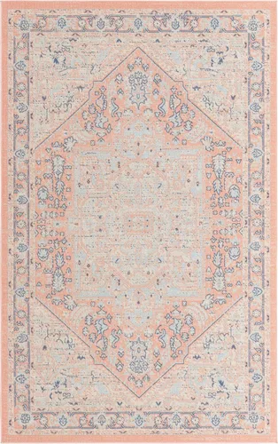Vista 3 de Unique Loom Whitney Collection - Alfombra rectangular de 5 pies 3 pulgadas x 8 pies, color rosa polvo/azul