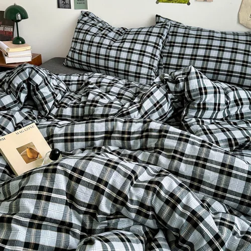 Vista 335 de mixinni Juego de funda de edredón vintage a rayas, tamaño twin, juego de ropa de cama de 3 piezas, 100% algodón lavado, suave y transpirable, funda