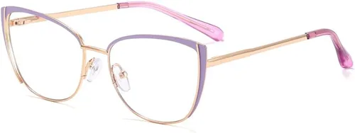 Vista 12 de Gafas de bloqueo de luz azul retro para mujer, marco de metal, gafas de ojo de gato