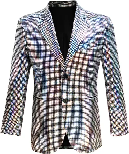 Vista 5 de Conjunto de 2 piezas con chaqueta de lentejuelas metálicas, conjunto de 2 piezas, para baile de graduación, boda, fiesta, banquete, chaqueta