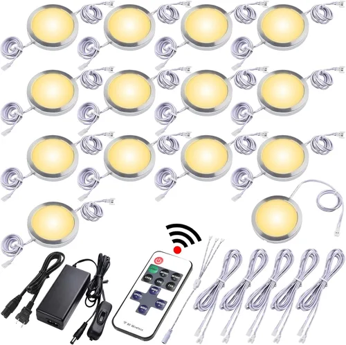 Vista 10 de Kit de iluminación de disco debajo del gabinete, iluminación de ambiente, control remoto LED RF inalámbrico regulable, enlazable en cadena