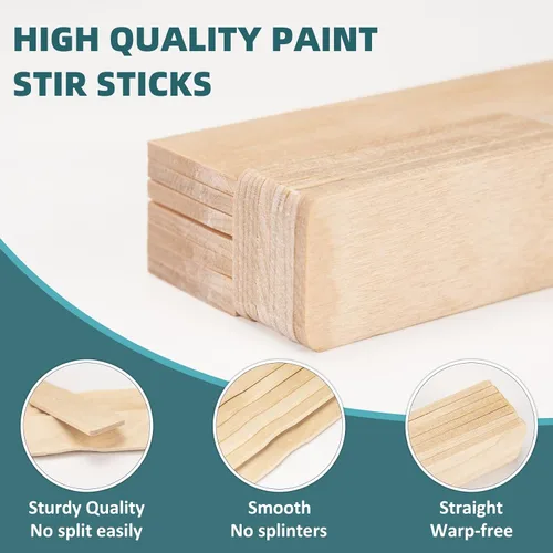 Vista 3 de WISYOK Paquete de 15 palitos de pintura de 12 pulgadas, palos de pintura de madera para mezclar, palitos grandes para manualidades, agitadores