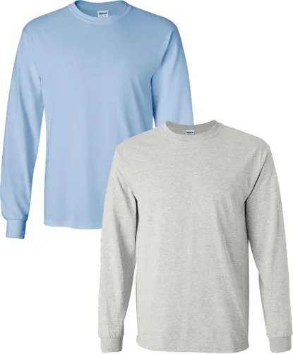 Vista 39 de Gildan Camiseta de manga larga de algodón ultra para adulto, estilo G2400, paquete múltiple Militar + ceniza.