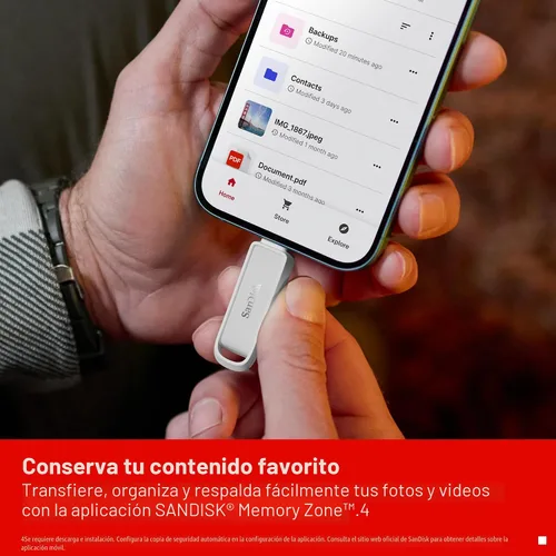 Vista 6 de SanDisk Unidad de teléfono de 64 GB con USB tipo C - para smartphones, tabletas y computadoras - Hasta 150 MB/s, USB 3.2 Gen 1 - Blanco ártico