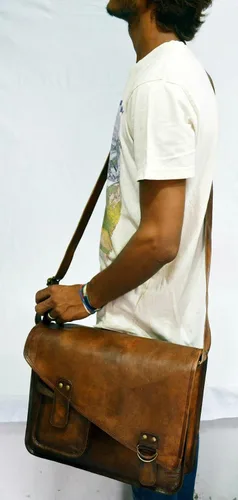 Vista 3 de 15 "nuevo marrón para hombre genuino vintage cuero mensajero bolso hombro portátil, Marrón