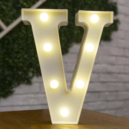 Vista 39 de anso Letras LED del alfabeto con números iluminados, letras de plástico blanco, decoración de pie de la A a la Z 0 ~ 9 (rosa corazón)