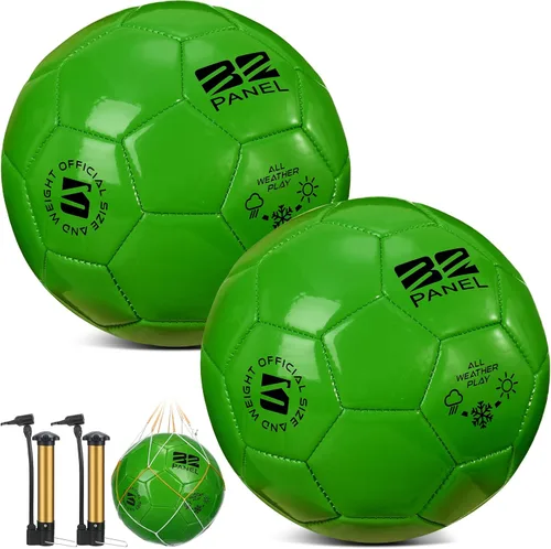 Vista 11 de Shappy 2 pelotas de fútbol a granel con bomba, bolsa de malla, tamaño oficial 3, 4, 5, pelota de fútbol colorida para interiores y exteriores