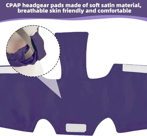 Vista 6 de Almohadilla de cuello CPAP de satén para correas de casco CPAP, cubiertas CPAP transpirables, cómodos cojines de correa CPAP, fundas de correa