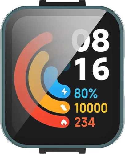 Vista 2 de Paquete de 2 fundas protectoras de pantalla compatibles con Redmi Watch 2 Lite, accesorios de policarbonato de vidrio templado, resistente a