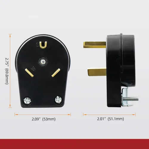 Vista 7 de AIDA Enchufe de repuesto para autocaravana de 30 amperios y 125 V, enchufe de ángulo resistente NEMA TT-30P, grado industrial autoconectado a tierra