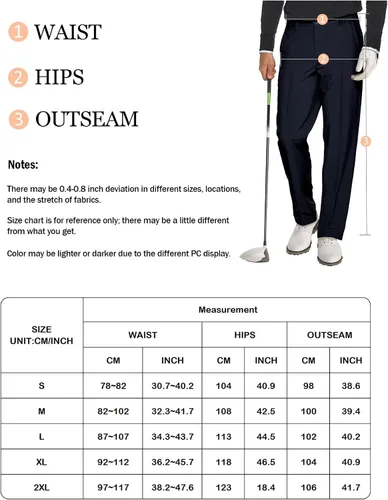 Vista 7 de Comdecevis Pantalones de golf para hombre, elásticos, para trabajo, pantalones chinos, pantalones deportivos casuales con bolsillos con cremallera
